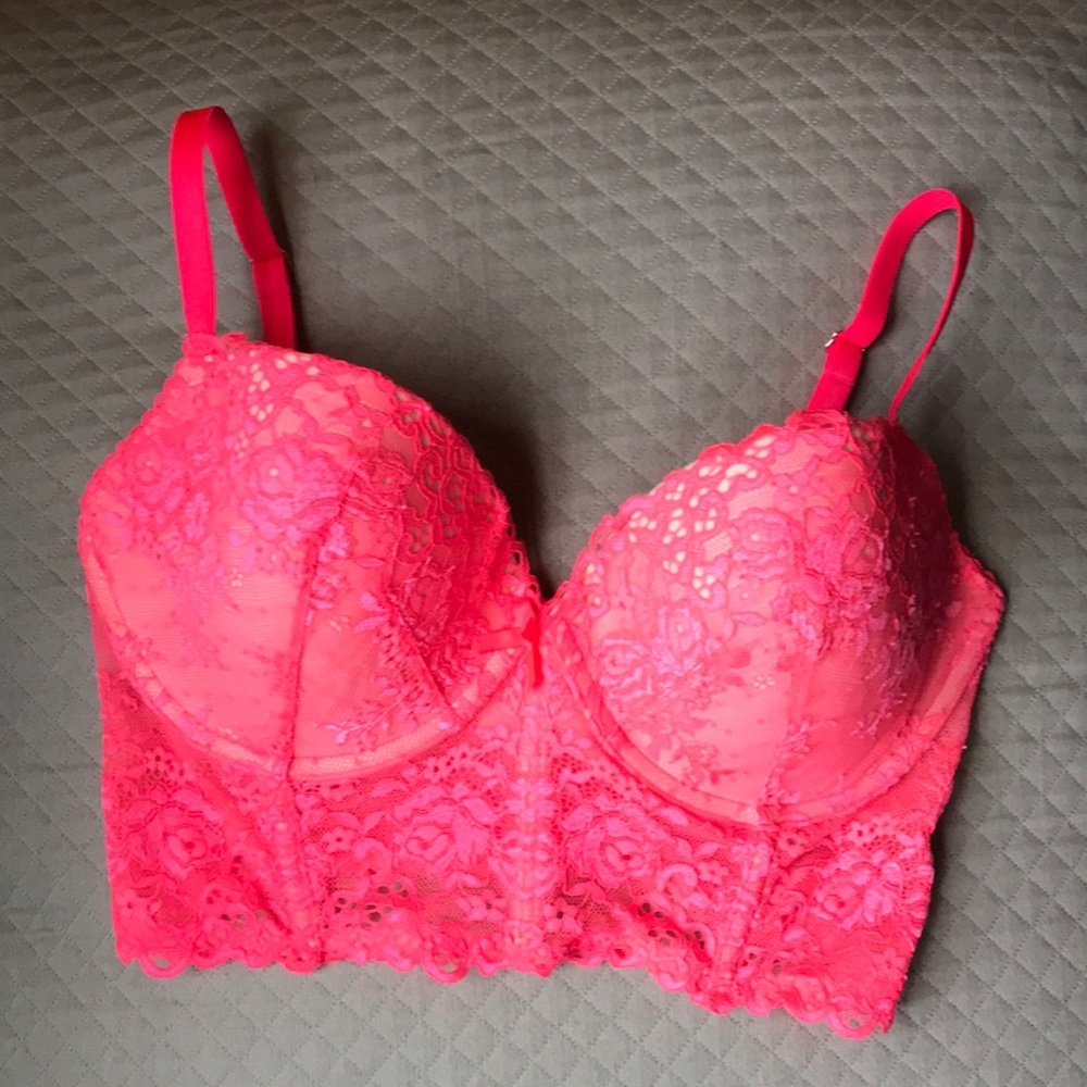 Hot Pink Lace 34DD Victoria’s Secret Bustier/Bra